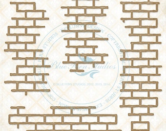 Blue Fern Studios Laser Cut Chipboard Shabby Brick Bits 4 Piece Set