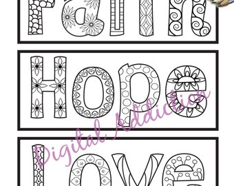faith love and hope coloring pages - photo #19