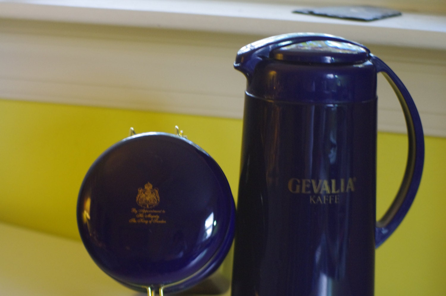 Vintage Gevalia Carafe and Canister in Cobalt