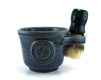 Blue Celtic Knot Shave Mug, Husband Wet Shaving Gift for Irish, Celts, Scotts Fathers Day - Brush NOT Included - Ready to ship