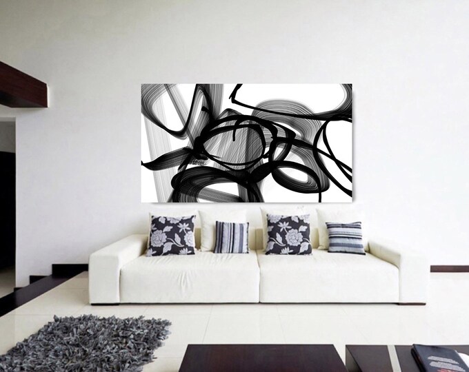 Abstract Expressionism in Black And White 88. Unique Abstract Wall Decor, Large Contemporary Canvas Art Print up to 72" by Irena Orlov