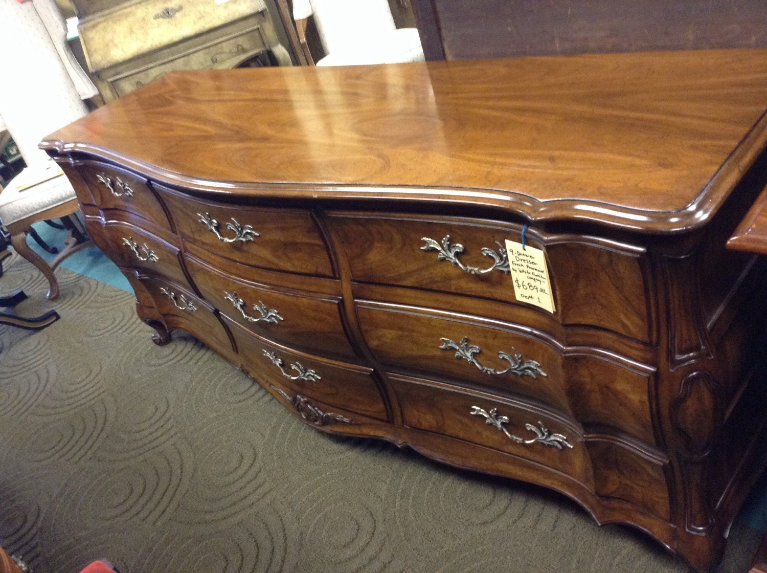 French provincial walnut dresser by White Furniture Company San Mateo