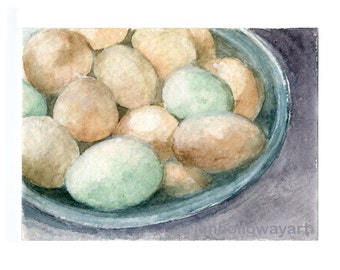 Watercolor Eggs, Eggs Print, Hens Eggs Print, Eggs Art, Chicken Egg Print