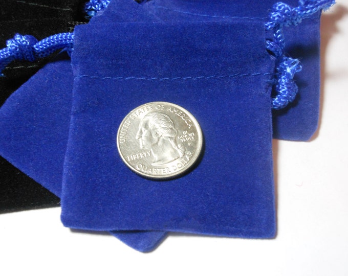 Small velvet bags, 10pcs blue, drawstring 2 1/4" X 2 1/4", jewelry, wedding, rocks pouch, velveteen velour gift bag