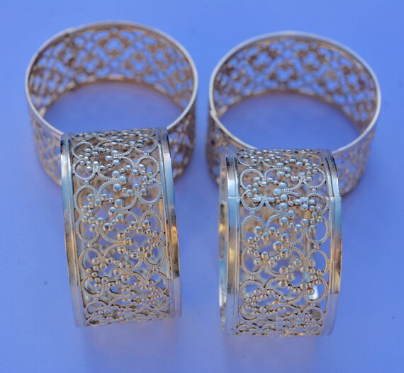 1970s Filigree Napkin Rings Silver Napkin Rings by BiminiCricket