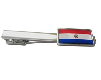 Thin Bordered Paraguay Flag Square Tie Clip