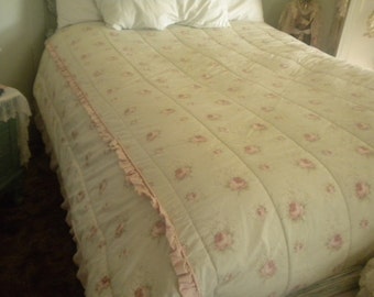 RARE,,,,Simply Shabby Chic Vintage Inspired Full/Queen Comforter, Rosemoor, Laura Ashley,Cottage Chic, Baby's Room,Pink Cabbage Roses