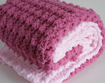 Large handmade extra thickness crochet baby blanket/shawl.Choice of colours. Ideal Christening / shower /new baby gift.