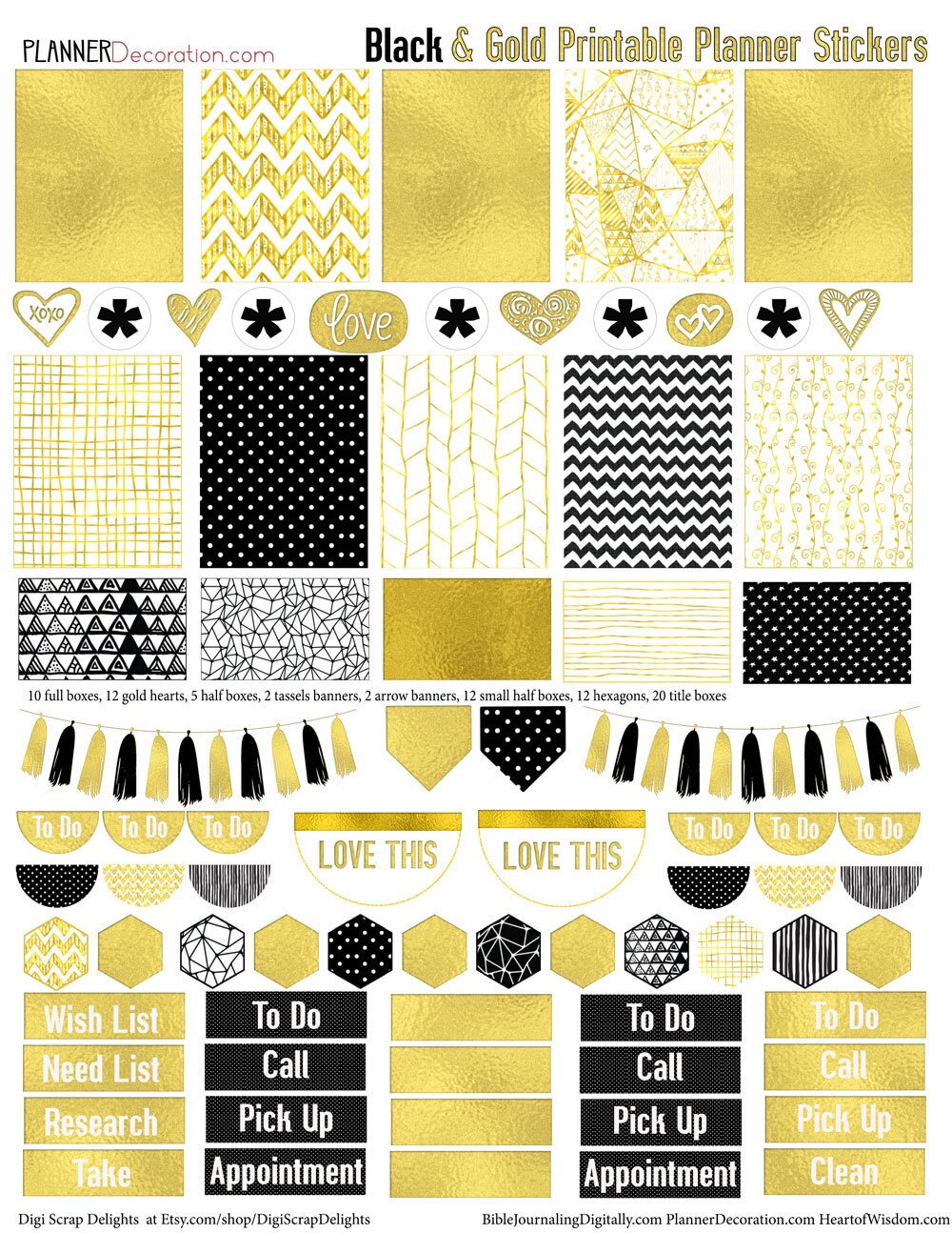 Gold Foil Printable Planner Stickers for Erin Condrin Planner EC Happy ...