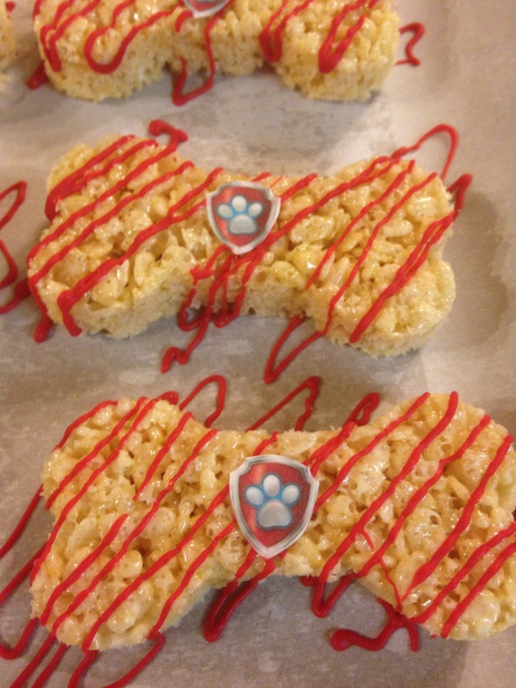 Paw Patrol 12 Rice Krispy treats bone shaped Gluten free