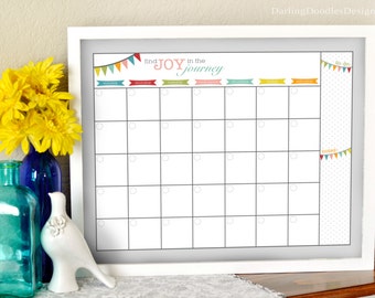 Blank Monthly Calendar - Printable Monthly Calendar - Dry Erase Calendar - 2017 Calendar - Reusable Calendar - Family Calendar - Find Joy