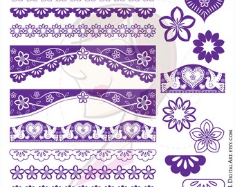 Flourish Frame Clipart Digital Floral VECTOR Wedding Bridal