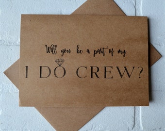 Will you be my personal attendant card I DO CREW bridal party card bridesmaid card kraft wedding be my bridesmaid funny bridal crew wedding
