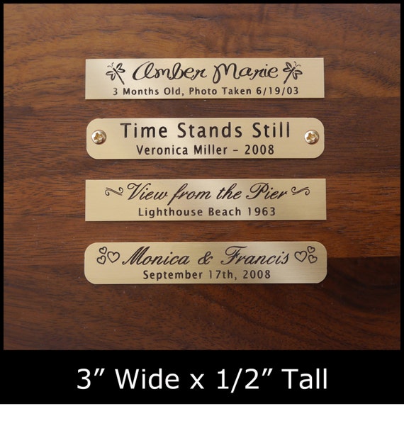 Items similar to Engraved Solid Brass Plate Picture Frame Art Label