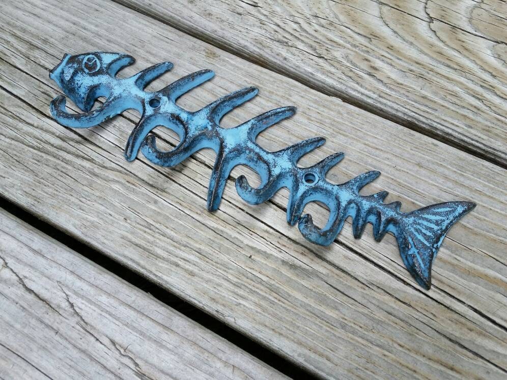 Fish Wall Hook Blue Nautical Wall Hook Beach House Decor