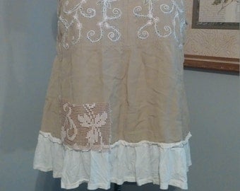Upcycled clothing.. magnolia pearl inspired top..shabby chic top..L-XL..hippy halter top..eco clothing..boho top..prairie chic top..
