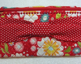 Zipper Case/Bag with Bow Detail Front (large) Zipper Clutch Zipper Pencil Case