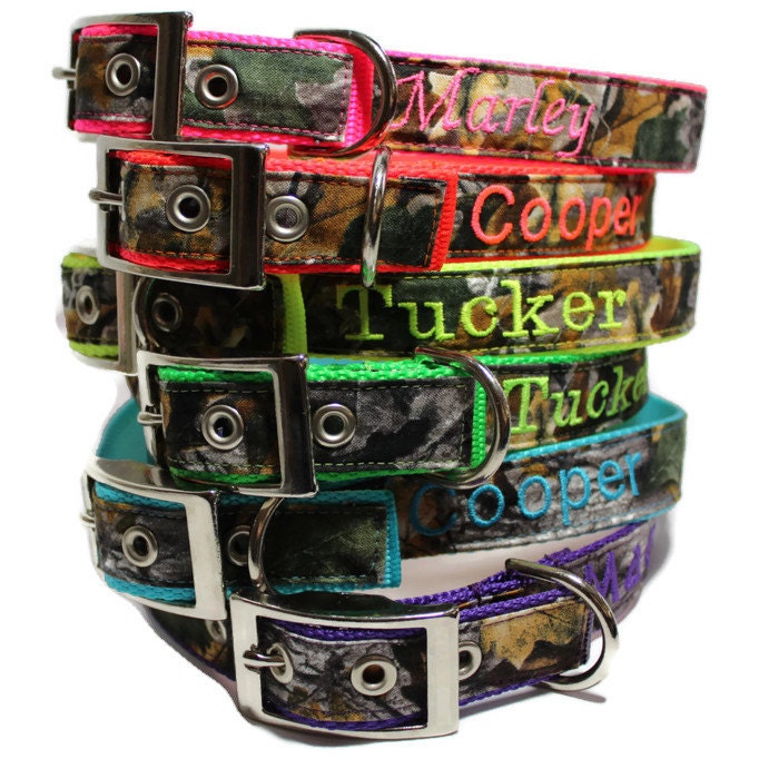 Personalized Camo Dog Collar made with Realtree Fabric