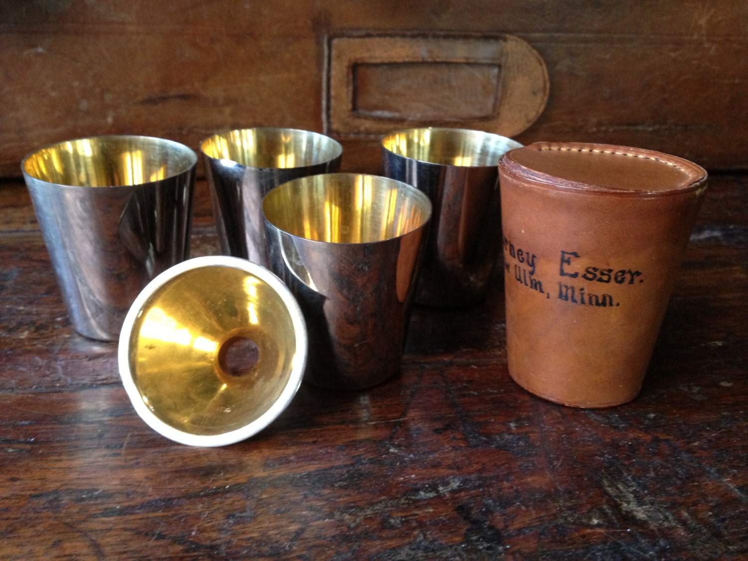 Travel Shot Glasses Set in Leather Case Made in Germany
