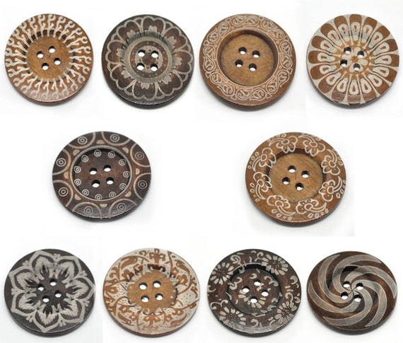 20 Extra Large Wooden Buttons Variety 2 3/8 inch 6cm