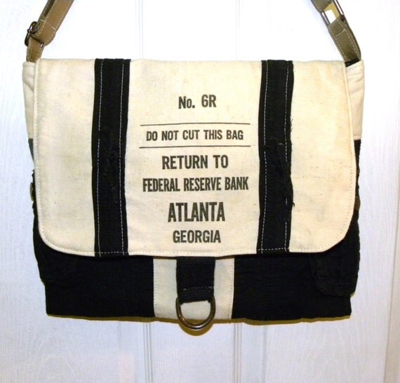 Vintage Atlanta Bank Money Bag upcycled by LoriesBags on Etsy