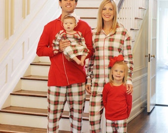 PREORDER: Monogrammed Kids Christmas Pajamas / Applique Holiday Pajamas / Matching Family Christmas PJs ~ Tartan Plaid PJs