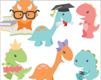 Dinosaur Clipart -Personal and Limited Commercial Use- School Fun Dino Clipart