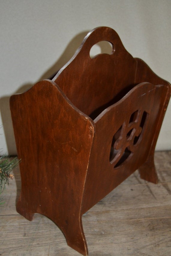 Vintage Wood Magazine Book Rack Stand by VintageABCs on Etsy