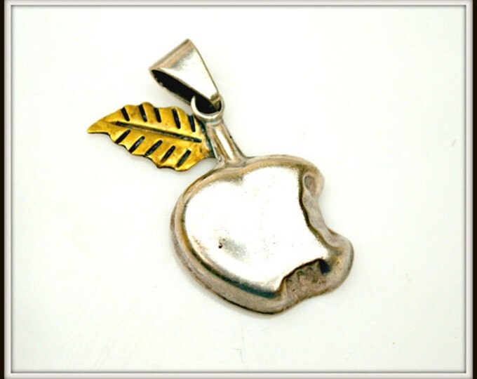 Sterling Silver Brass Apple Pendant Mexico