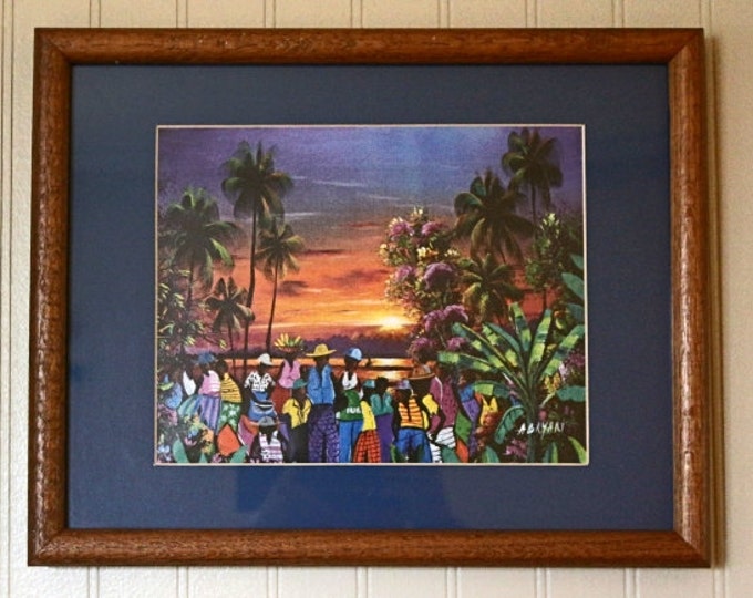Sunset in the Caribbean Art Print Framed Vintage Collectible