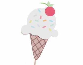 Ice Cream Cake Topper / Ice Cream Party / Ice Cream Birthday / Sundae Party / Ice Cream Cake Pick / Ice Cream Cone Cake Topper /