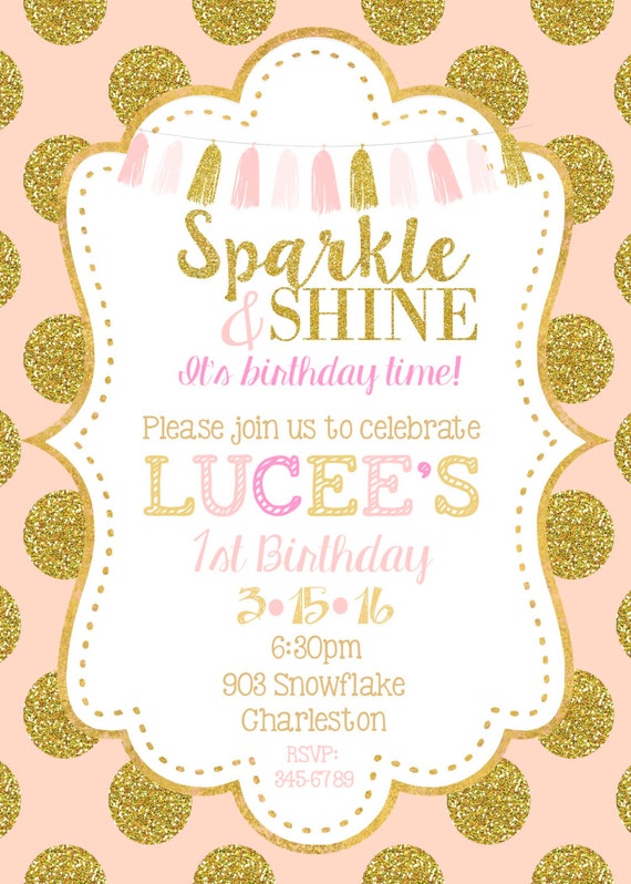 Sparkle and Shine Birthday Party invitations with envelopes