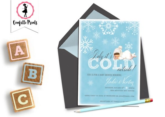 Winter Baby Shower Invitation | Baby Sprinkle Invitation | Vintage Baby Shower | Winter Wonderland | Snowflake Baby Shower - SNOW BABY Il_570xn