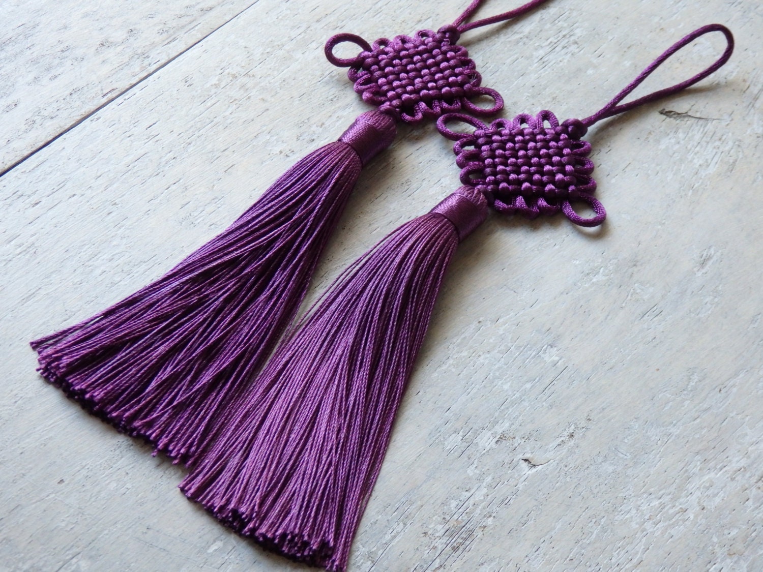 Chinese knot tassels PLUM one pair Chinese lucky knot