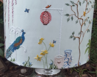 Hand Embroidery Lampshade design. Hand embroidered design. Modern hand embroidery.