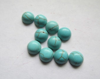 8mm Turquoise Round Flatback Cabochon (Bag of 10) #ECAB-12