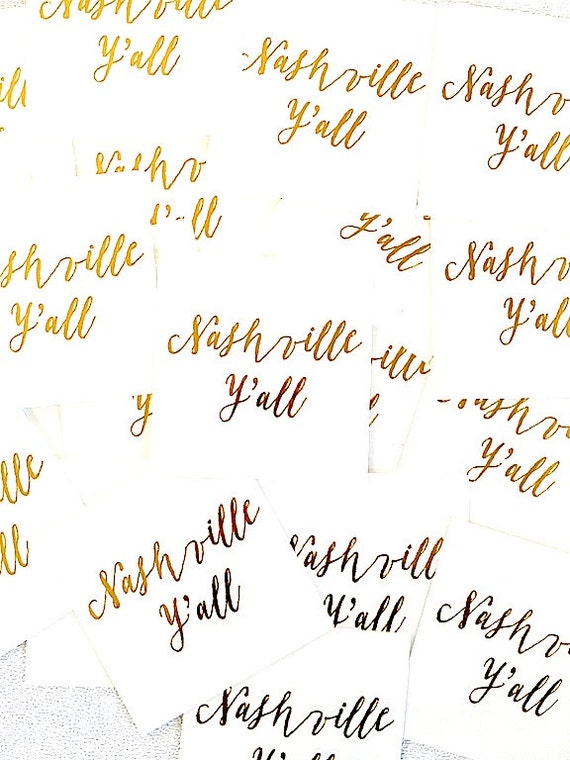 Nashville Y'all set of 10 temporary gOLD tattoo