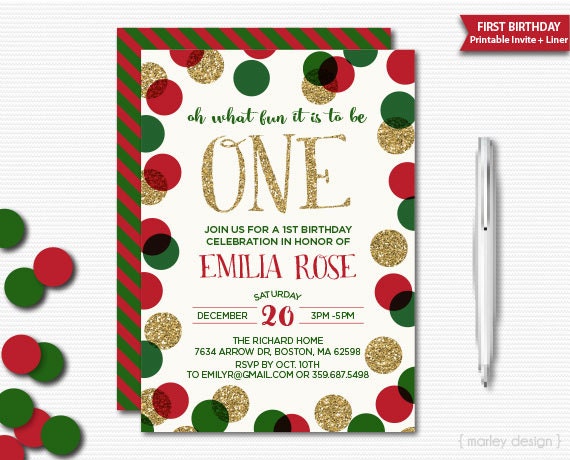 Christmas 1St Birthday Invitations 5