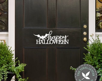 Happy Halloween Bat Door | Vinyl Wall Home Decor Holiday Decal Sticker