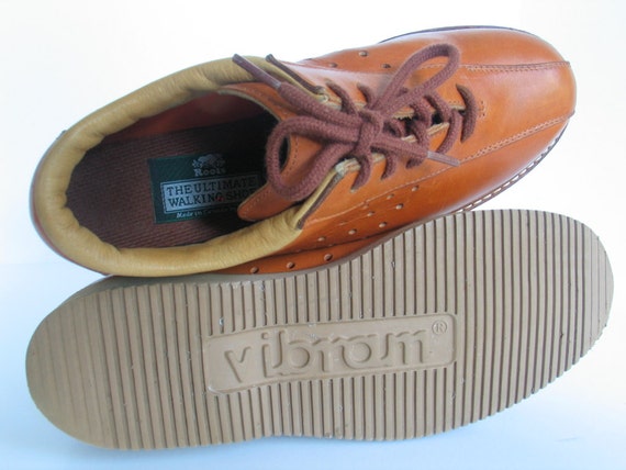 Vintage ROOTS Tan Leather Hipster Lace-Up Shoes Mens sz 7.5 M