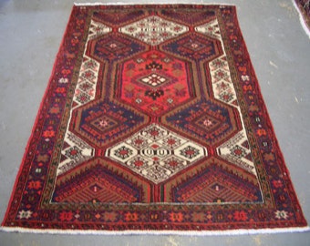 1980s Hand-Knotted Hamadan Persian Rug (3259)