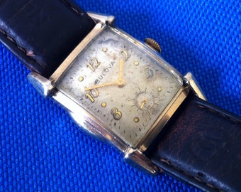 Bulova Watch, Vintage Bulova Swiss "Ardsley", L1 1951, Step Sides, Art Deco, Yellow Gold RGP, Sub Seconds, FREE SHIPPING