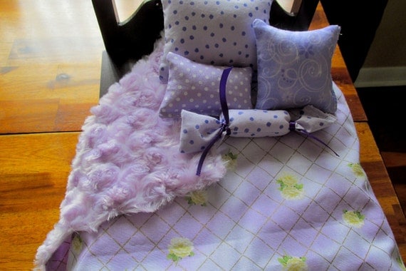 Lavender Doll Bedding, 18" Doll Bedding