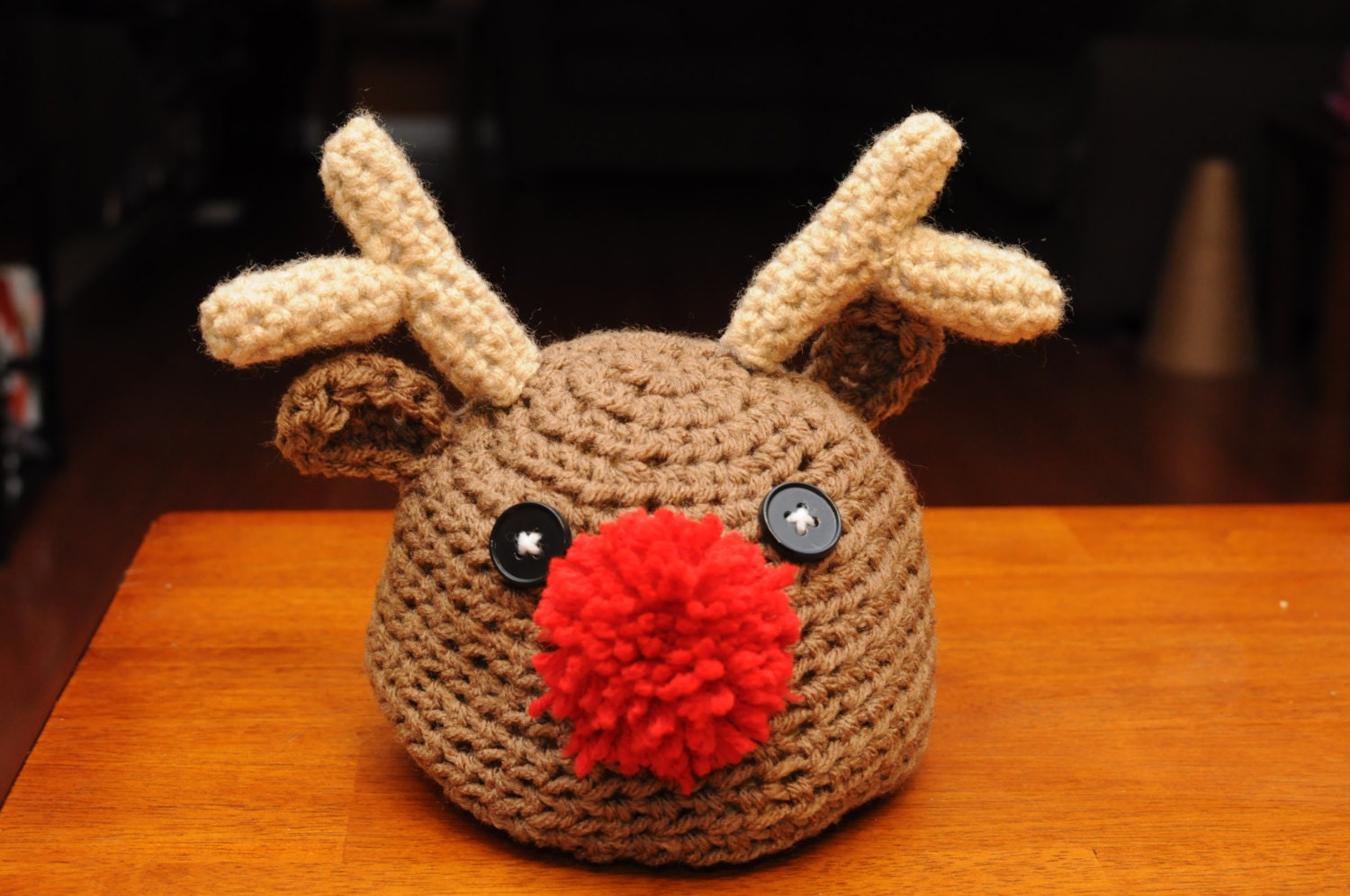 Crochet Reindeer Hat Rudolph Hat Holiday Hats Christmas