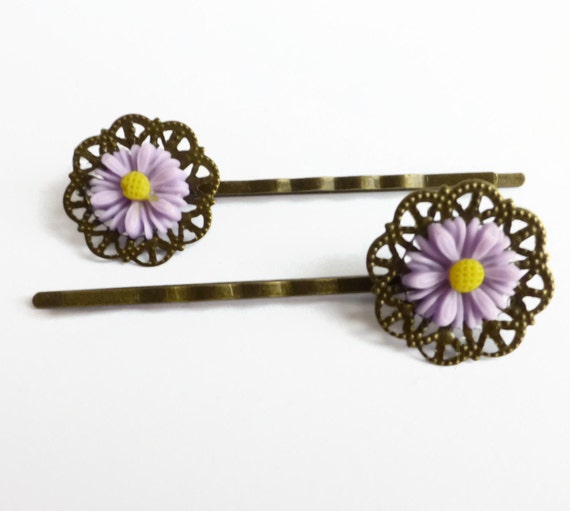Decorative bobby pins lilac hair slides unique hair