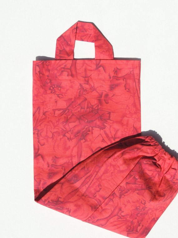 Sale. Red. plastic grocery bag holder. fabric plastic by AntHill23