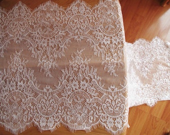 chantilly lace trim, ivory eyelash lace trim, bridal lace trim