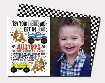Monster Truck Birthday Invitation | Truck Birthday Invitation | Racing Birthday Invitation | Car Birthday Invitation | Boy Birthday