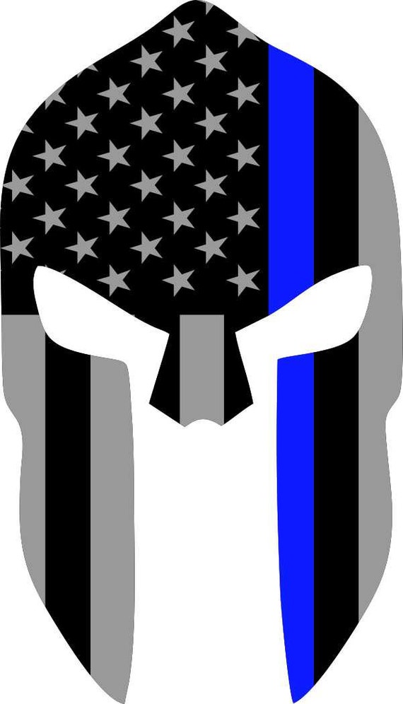 Download Subdued US Flag Spartan Helmet Reflective Decal with Thin Blue