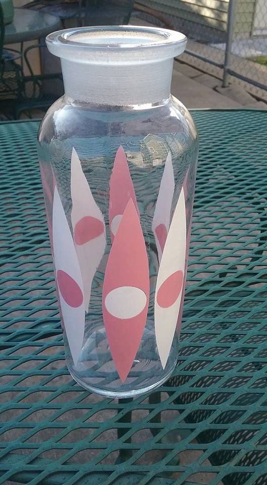 Vintage L&L Pink and White Apothecary Jar by Sadija on Etsy